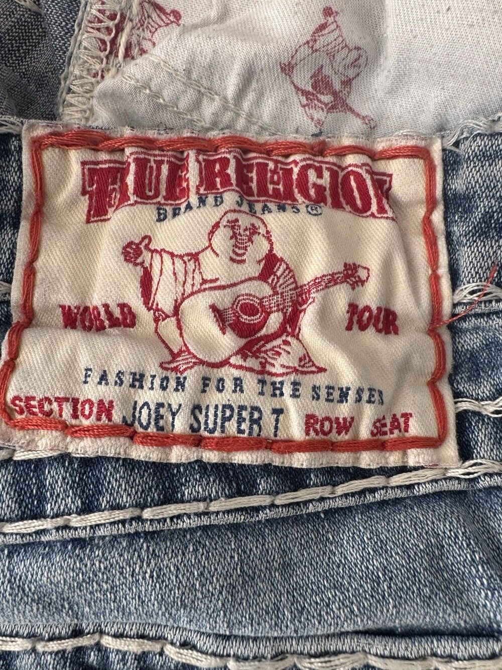 True Religion Joey Super T Jeans Womens 28Low Rise Flare Y2K Made USA Distressed - Picture 7 of 16